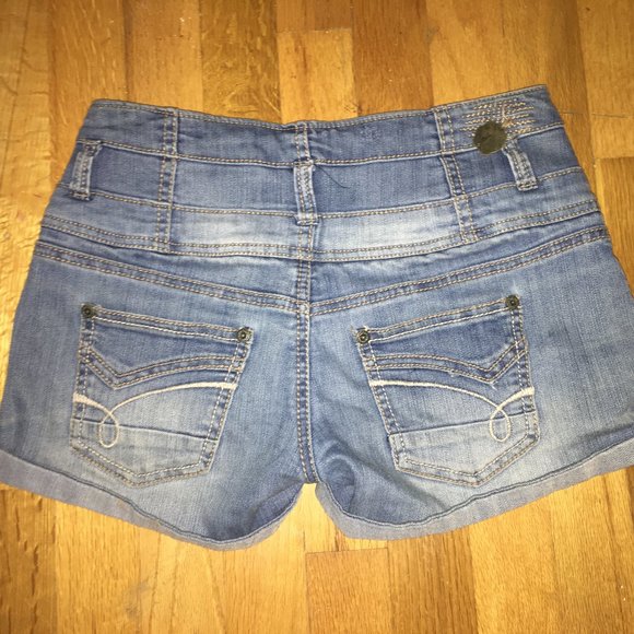 High Waisted Button Denim Shorts - Picture 2 of 4